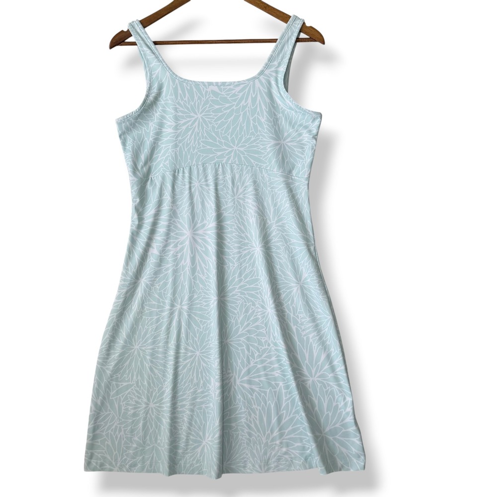 Columbia PFG Freezer Dress M Blue Floral Performance Stretch Outdoor Hiking Boat - Picture 1 of 9